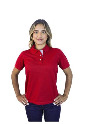 Camiseta Tipo Polo Para Mujer Roja Kapo