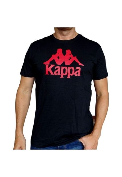 Camiseta Kappa Authentic Estessi-Negro/Rojo