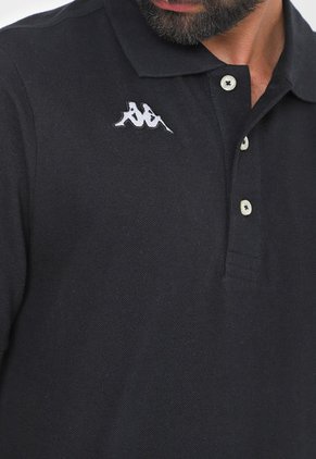 Camiseta Polo Negro-Blanco Kappa Logo Sharas