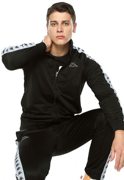 Sudadera Kappa Hombre Chaqueta Kappa Negra Chaqueta Negro-Blanco Kappa
