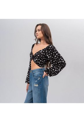 Blusa Ajustada Corta Manga Larga Cahir