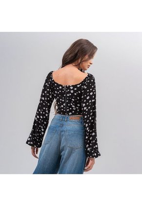 Blusa Ajustada Corta Manga Larga Cahir
