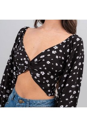 Blusa Ajustada Corta Manga Larga Cahir