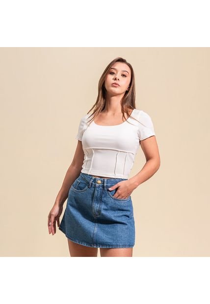 Blusa Ajustada Larga Manga Corta Hurry
