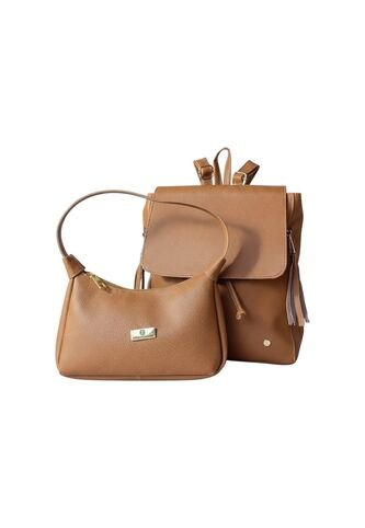 Combo Set Morral Pace + Bolso De Hombro Praga Karla Chacon Miel KARLA CHACON