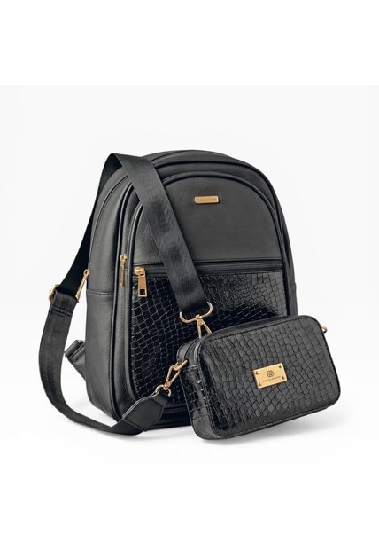 Combo Set Morral Nely + Manos Libres Evah Karla Chacon Negro