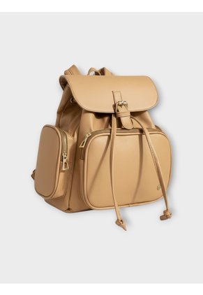 Bolso Maletin Morral Casual Para Mujer Con Herrajes Dorado Karla Chacon Abby Arena