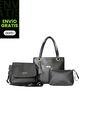 Set De Bolsos Para Mujer Bolso Tote Gady + Bolso Manos Libres Lady + Monedero Karla Chacon Negro de KARLA CHACON