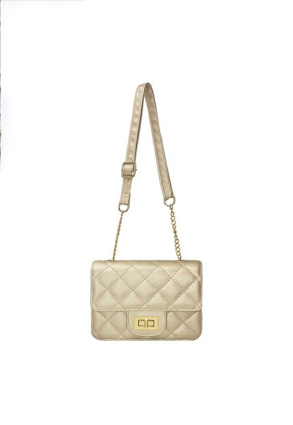 Bolso Manos Libres Satchel De Dama Bandolera Mujer Karla Chacon Sanz Dorado