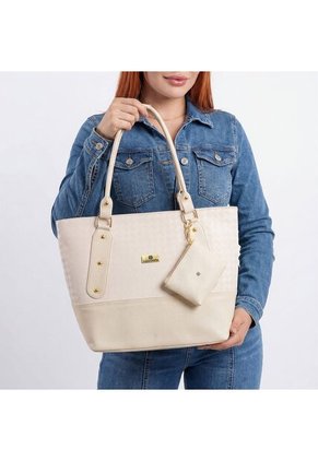 Bolso Tote Elegante Para Mujer Con Monedero Karla Chacon Gala Beige