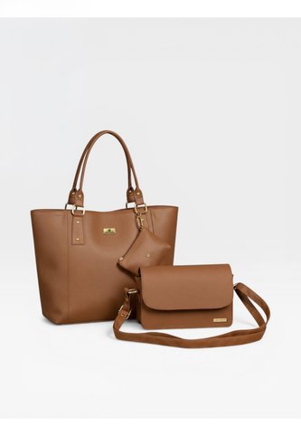Set De Bolsos Para Mujer Bolso Tote Mila + Bolso Manos Libres Nova + Monedero Karla Chacon Miel KARLA CHACON