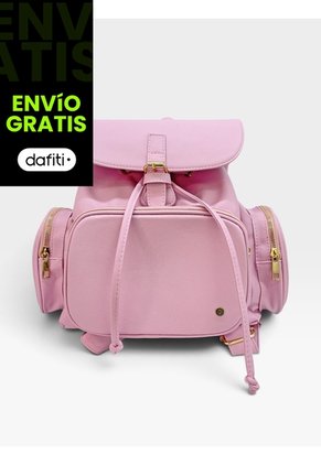 Bolso Maletin Morral Casual Para Mujer Con Herrajes Dorado Karla Chacon Abby Rosa