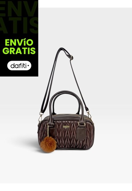 Bolso Boston Tipo Bowling De Mano Con Strap Y Accesorio Karla Chacon