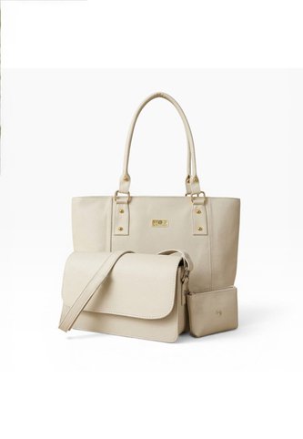 Set De Bolsos Para Mujer Bolso Tote Mila + Bolso Manos Libres Nova + Monedero Karla Chacon Beige KARLA CHACON