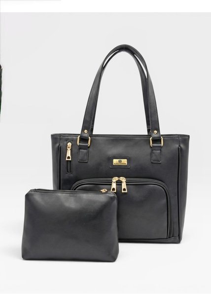 Bolso Tote Con Cosmetiquera Karla Chacon Niah Negro