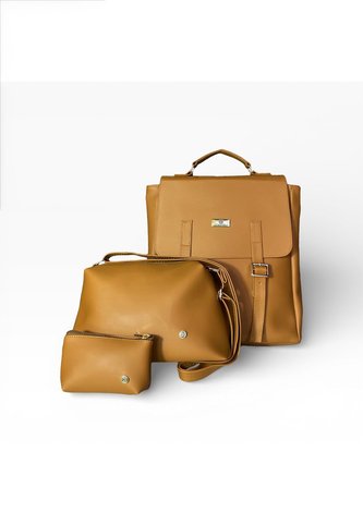 Combo Set Morral Gina + Manos Libres Cuba + Monedero Karla Chacon Miel KARLA CHACON