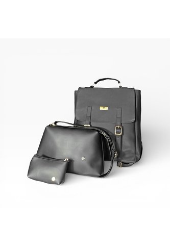 Combo Set Morral Gina + Manos Libres Cuba + Monedero Karla Chacon Negro KARLA CHACON