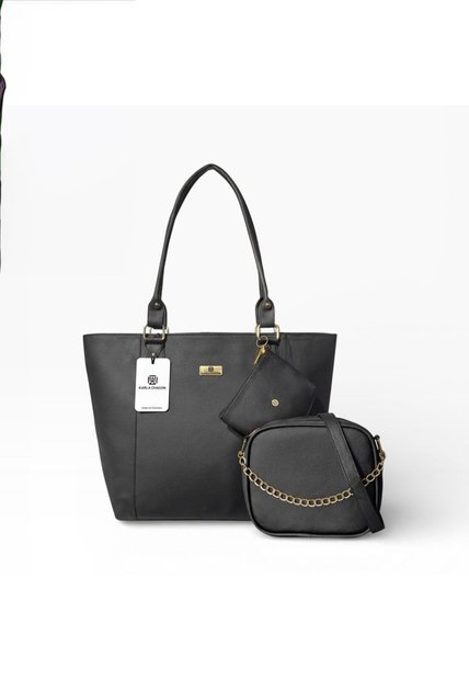Set De Bolsos Para Mujer Bolso Tote Mila + Bolso Manos Libres Sade + Monedero Karla Chacon Negro