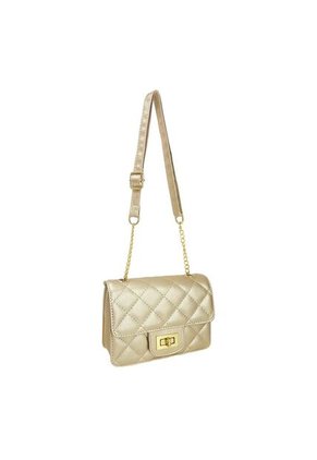 Bolso Manos Libres Satchel De Dama Bandolera Mujer Karla Chacon Sanz Dorado