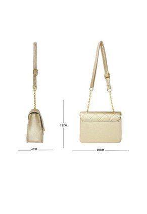 Bolso Manos Libres Satchel De Dama Bandolera Mujer Karla Chacon Sanz Dorado