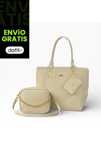 Set De Bolsos Para Mujer Bolso Tote Mila + Bolso Manos Libres Sade + Monedero Karla Chacon Beige KARLA CHACON