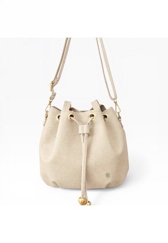 Bolso Mochila Bucket Strap Removible Cartera Mujer Dama Karla Chacon Iris Beige KARLA CHACON