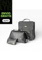 Combo Set Morral Gina + Manos Libres Cuba + Monedero Karla Chacon Negro de KARLA CHACON
