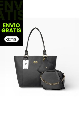 Set De Bolsos Para Mujer Bolso Tote Mila + Bolso Manos Libres Sade + Monedero Karla Chacon Negro KARLA CHACON