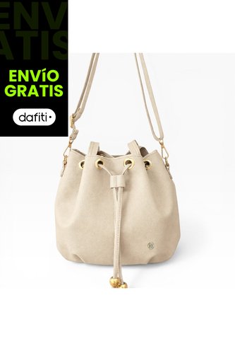 Bolso Mochila Bucket Strap Removible Cartera Mujer Dama Karla Chacon Iris Beige KARLA CHACON