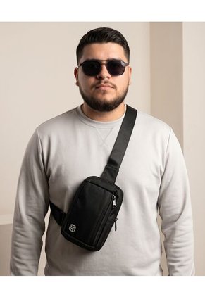 Bolso Pechera Hombre Mini Porta Celular Manos Libres Carriel Sport Negro Karla Chacon
