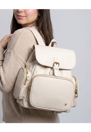 Morral Casual Para Mujer Con Herrajes Dorados Karla Chacon Abby Beige