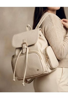 Morral Casual Para Mujer Con Herrajes Dorados Karla Chacon Abby Beige