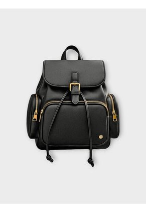 Bolso Morral Maleta Casual Para Mujer Con Herrajes Dorados Karla Chacon Abby Negro