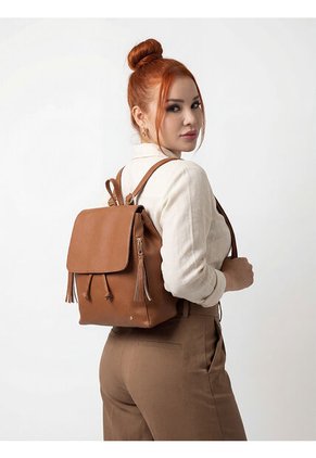 Bolso Maletin Morral Casual Mediano De Dama Mujer Karla Chacon Pace Miel