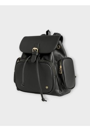 Bolso Morral Maleta Casual Para Mujer Con Herrajes Dorados Karla Chacon Abby Negro