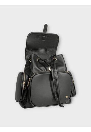 Bolso Morral Maleta Casual Para Mujer Con Herrajes Dorados Karla Chacon Abby Negro