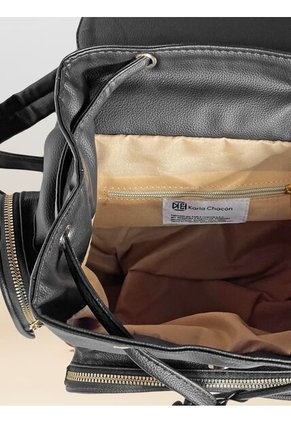 Bolso Morral Maleta Casual Para Mujer Con Herrajes Dorados Karla Chacon Abby Negro