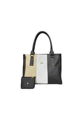 Set De Bolsos Para Mujer Tote Gera + Bolso Manos Libres Cuba+ Monedero Karla Chacon Negro