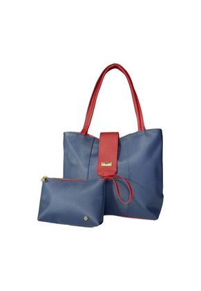 Bolso Cartera Mujer Dama Karla Chacon Line Azul Con Cosmetiquera