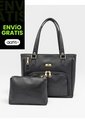 Bolso Tote Con Cosmetiquera Karla Chacon Niah Negro de KARLA CHACON