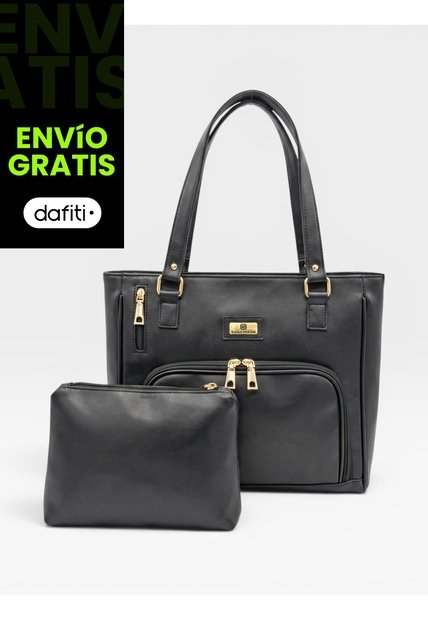 Bolso Tote Con Cosmetiquera Karla Chacon Niah Negro