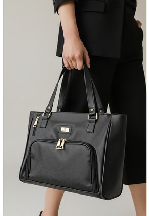 Bolso Tote Con Cosmetiquera Karla Chacon Niah Negro