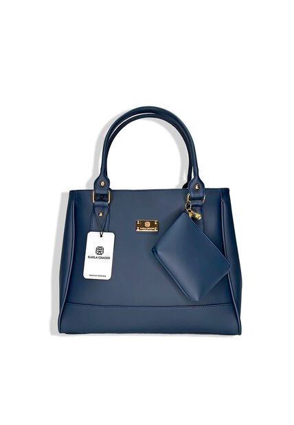 Bolso Tote Dama Con Monedero Cartera Mujer Karla Chacon  Crez Azul