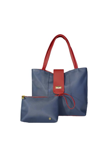 Bolso Cartera Mujer Dama Karla Chacon Line Azul Con Cosmetiquera