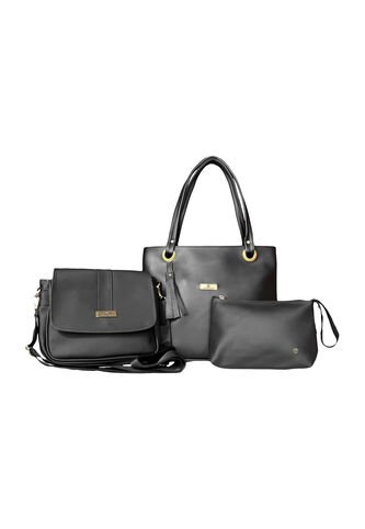 Set De Bolsos Para Mujer Bolso Tote Gady + Bolso Manos Libres Lady + Monedero Karla Chacon Negro KARLA CHACON