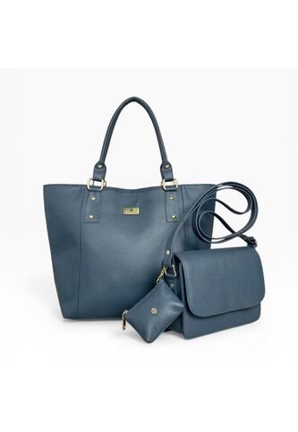 Set De Bolsos Para Mujer Bolso Tote Mila + Bolso Manos Libres Nova + Monedero Karla Chacon Azul KARLA CHACON