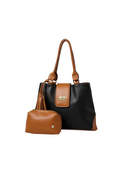 Bolso De Hombro Cartera Dama Con Monedero Luna Negro 