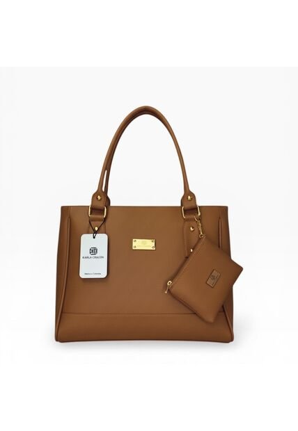 Bolso Tote Con Monedero Dama Cartera Mujer Karla Chacon Crez Miel