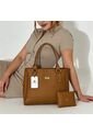 Bolso Tote Con Monedero Dama Cartera Mujer Karla Chacon Crez Miel de KARLA CHACON