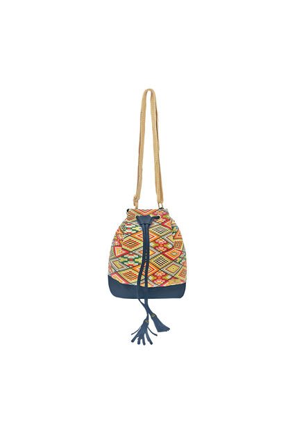 Bolso Manos Libres Bucket Dama Mujer Karla Chacon Aria Azul